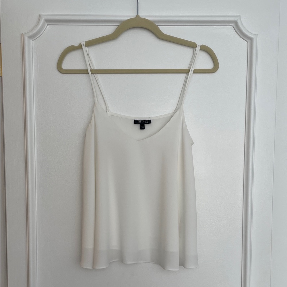 Topshop White Double-Strap Flowy Camisole